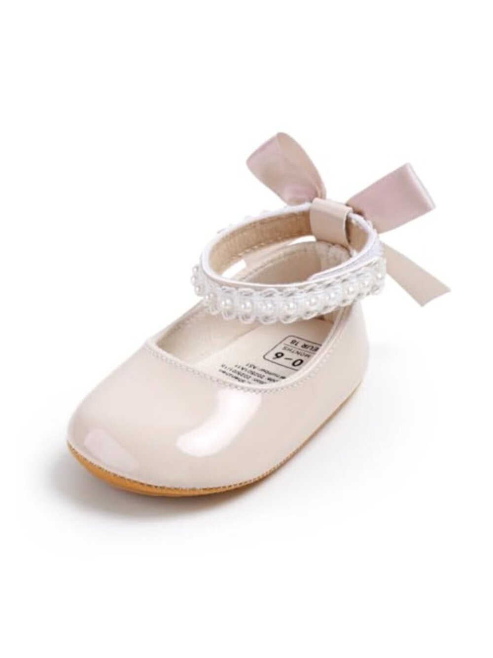 Baby Mary Jane Bow Pearl First Walker Shoes Leather Upper Flexible Sole